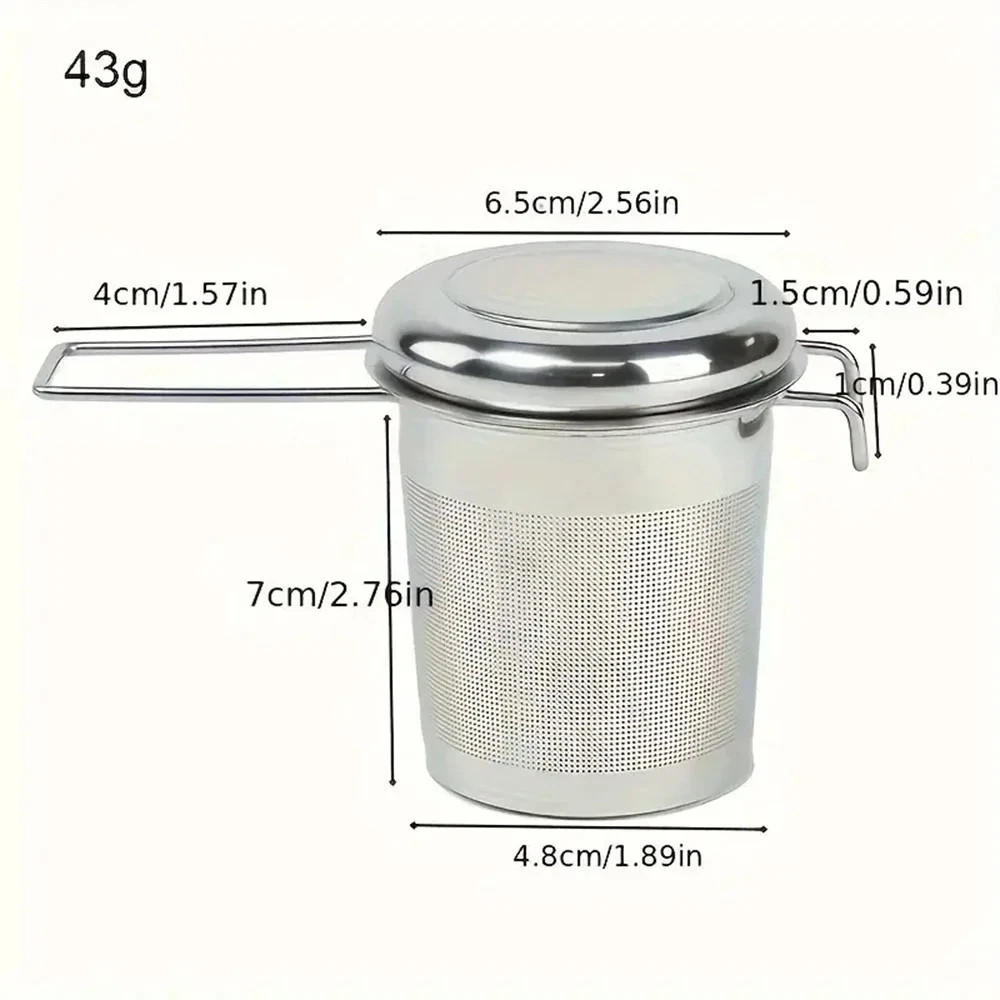 Stainless Steel Tea Filter with Folding Handle Loose Leaf Strainer with Lid*