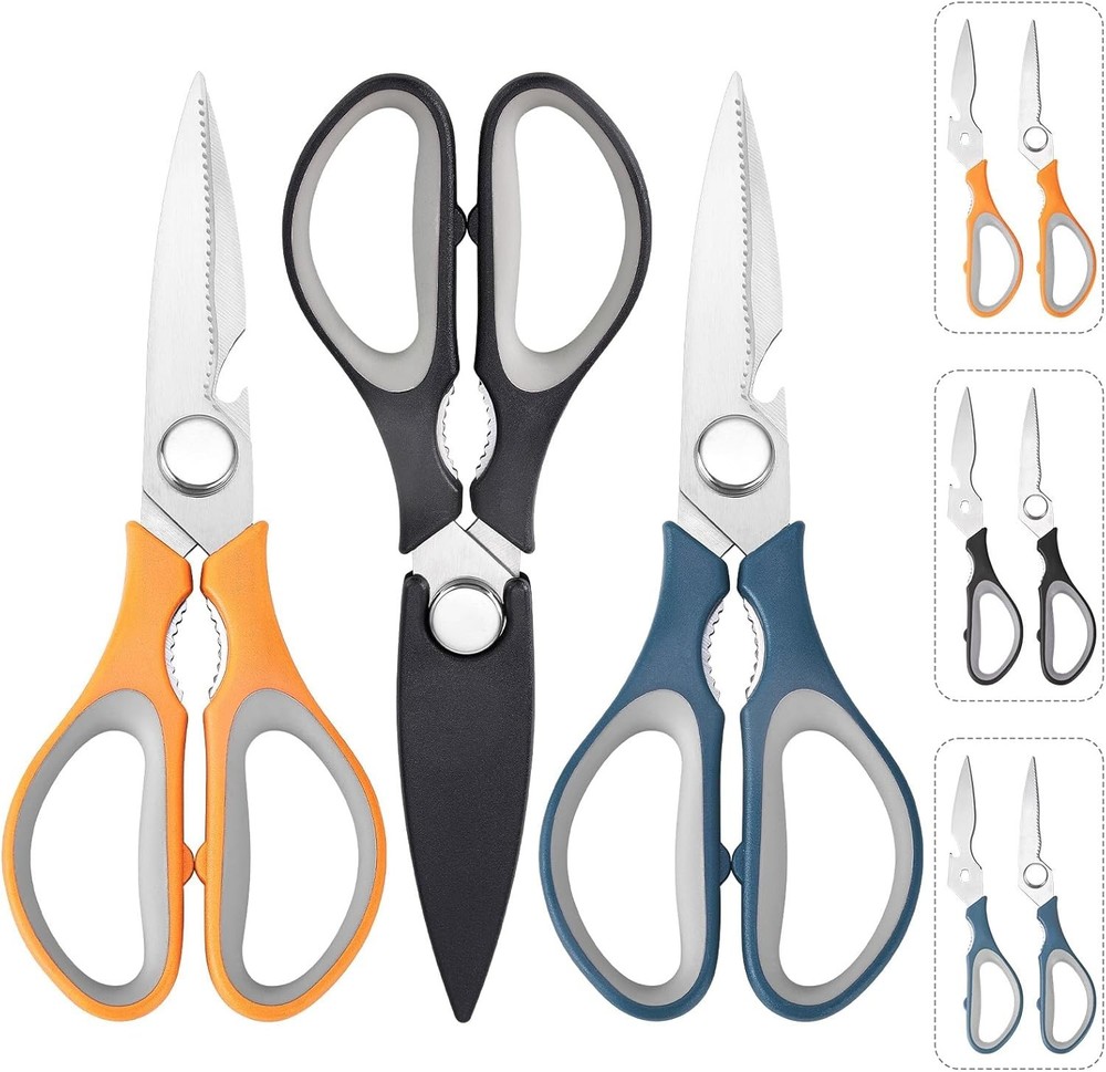 Color-Coded Kitchen Shears - Heavy Duty Stainless Steel Scissors for All Tasks