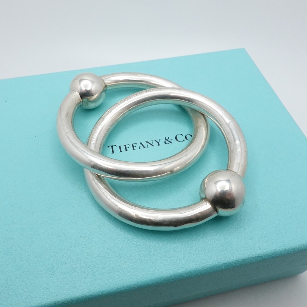 Tiffany & Co. Sterling Silver Interlocking Circles Baby Rattle Box