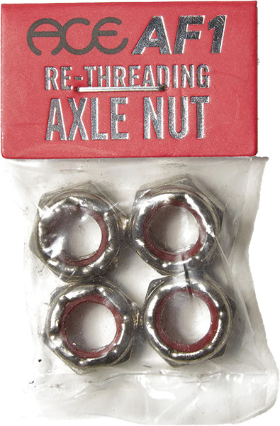 ACE RE-THREADING AXLE NUTS 4/PK SILVER