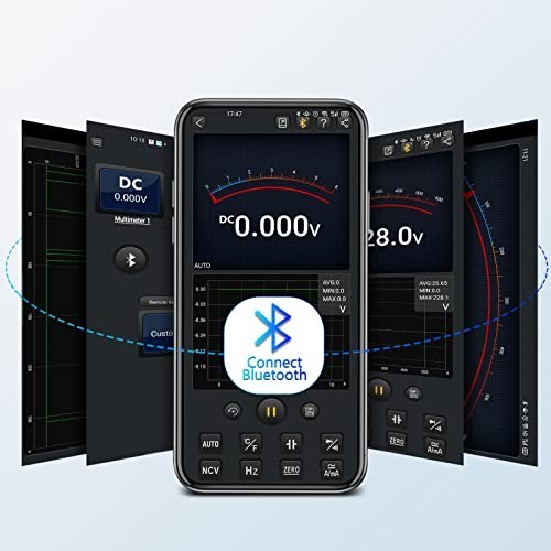 Bluetooth Multimeter 6000 Counts TRMS Auto-ranging AC DC Voltage Tester with Bat