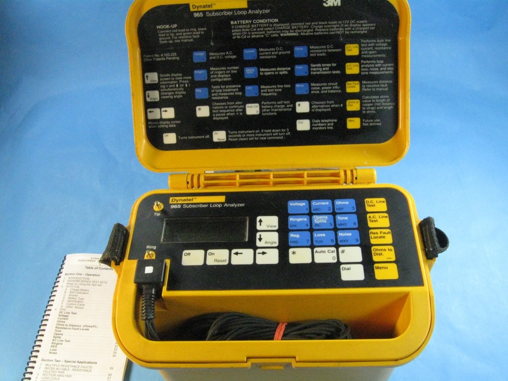 3M Dynatel 965 Subscriber Loop Analyzer & new Batt & 85 page instruction book