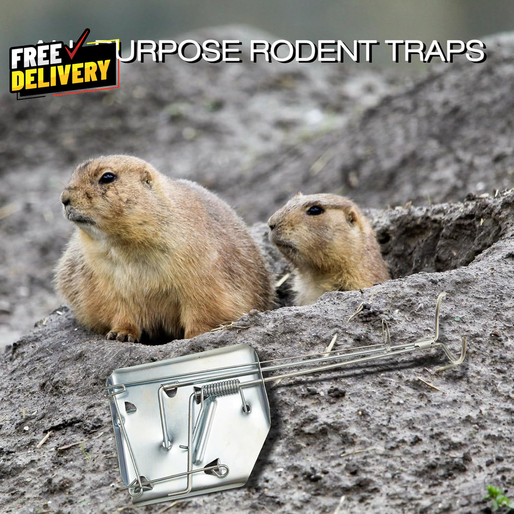 8-Pack Mole Gopher Trap Galvanized Steel Reusable Animal Trap Silver