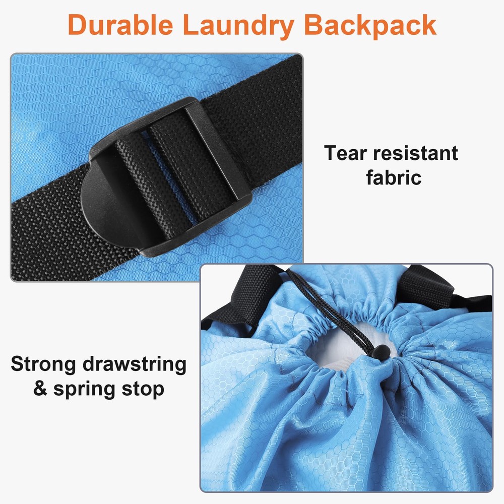 Laundry Bag Backpack Durable Laundry Bag with Shoulder Straps and Mesh Pocket...