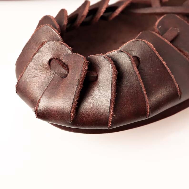 Typical Celtic Leather Shoes brown medieval shoes