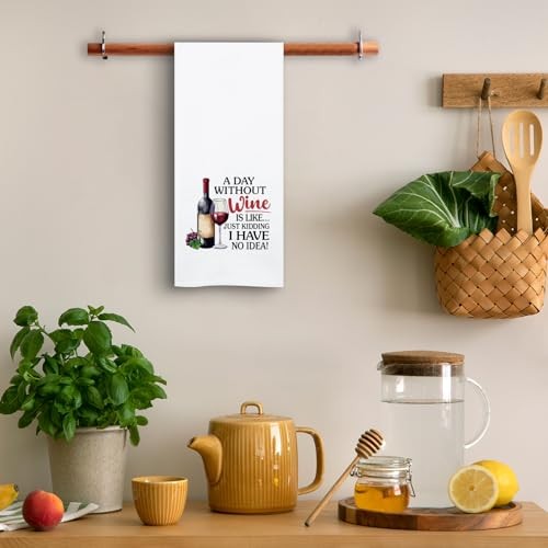 Funny Wine Lover Kitchen Towels, A Day Without Wine is Like, Decorative Dish