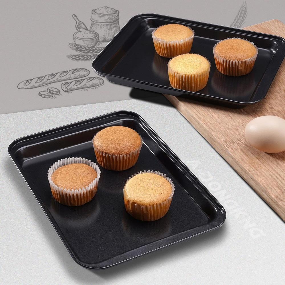 Small Cookie Sheets, Baking Pans, Nonstick Carbon Steel Baking Sheets, 2-Pack, 9
