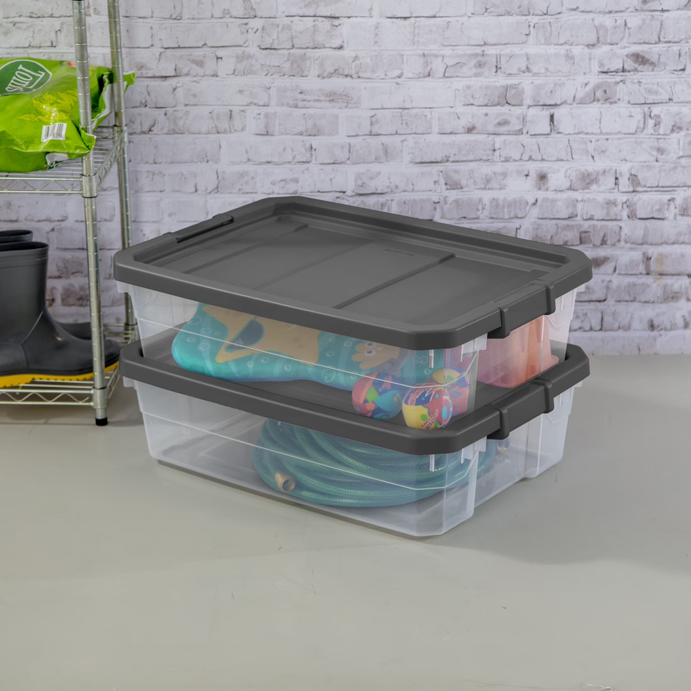 40 Quart Medium Stackable Storage Bin, Clear Plastic Underbed Storage Container
