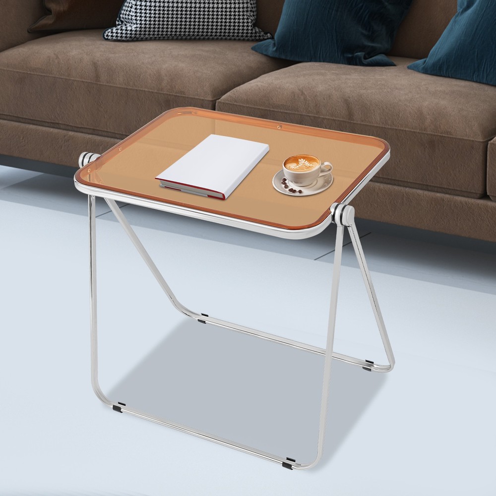Clear Foldable Side Table Tiny Desk For Home Office Small Indoor Computer Desk
