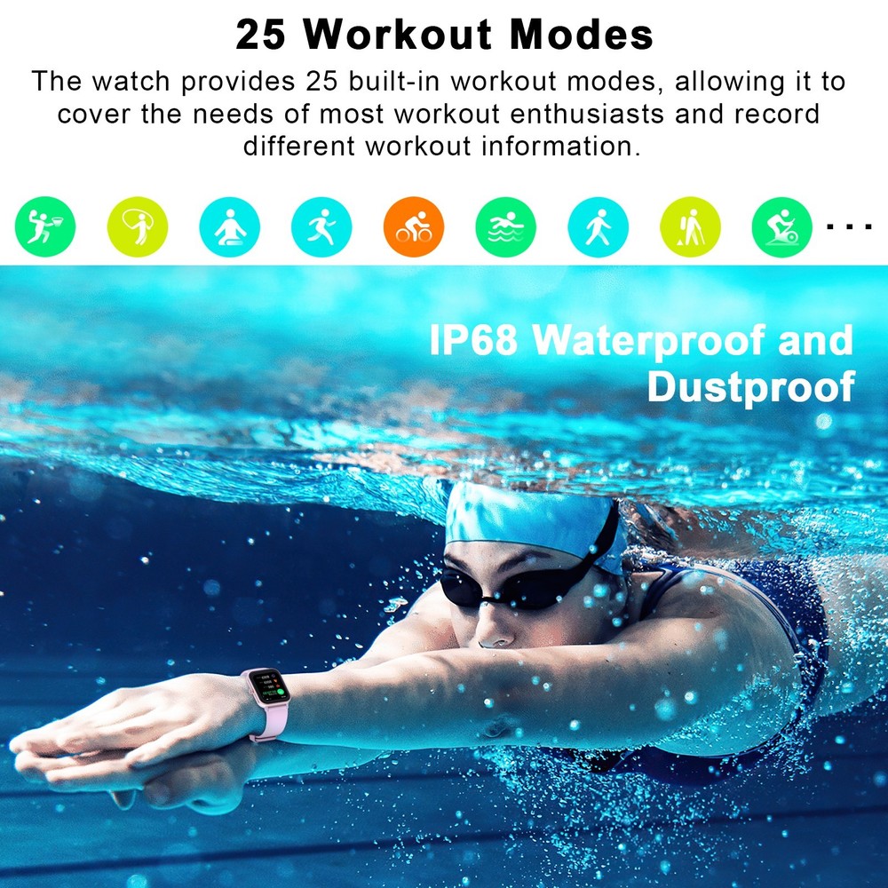 Smartwatch for Men/Women Bluetooth Compatible with iPhone Samsung Android
