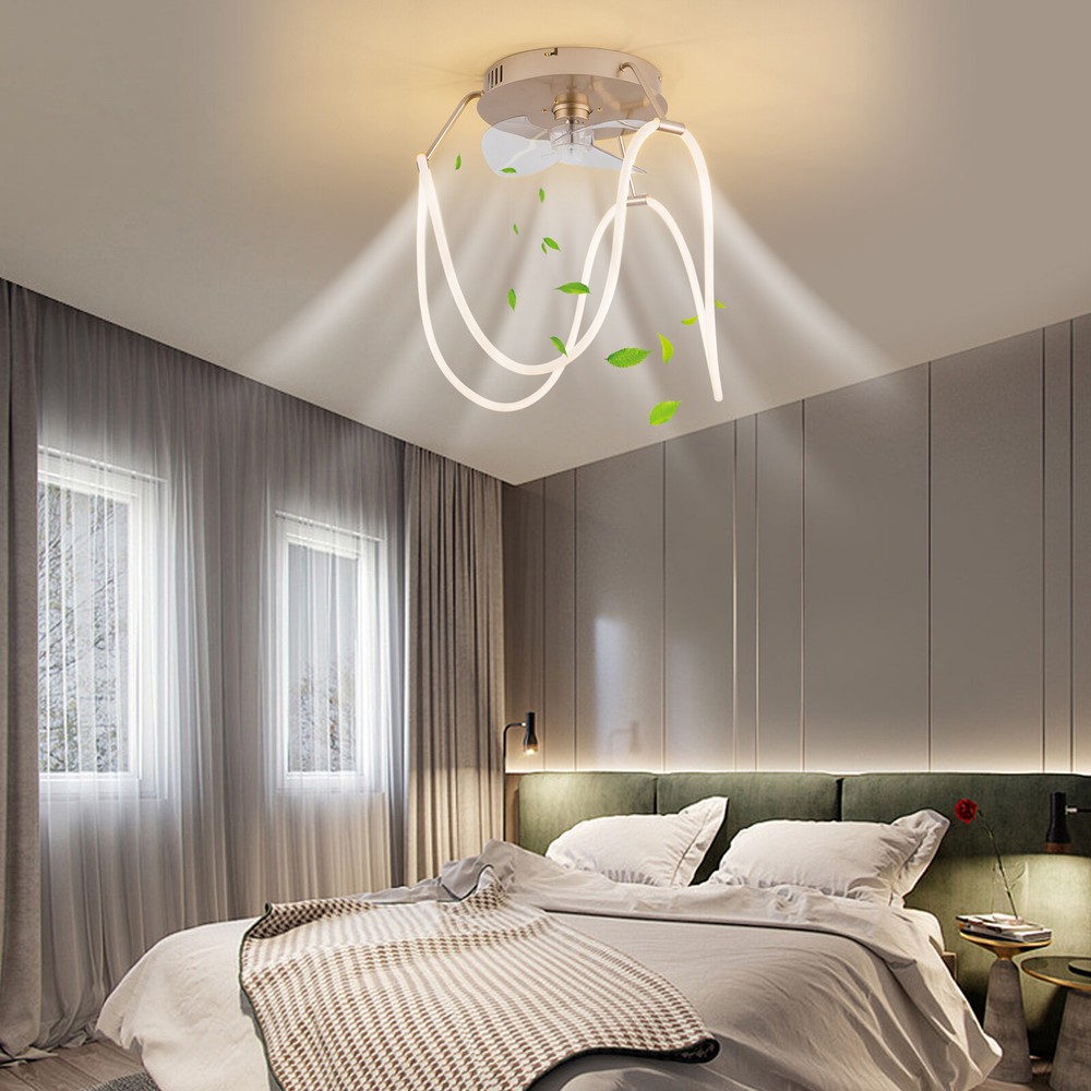 14in LED Ceiling Fan Flush Mount Enclosed Ceiling Fan w/ Light & Remote Control