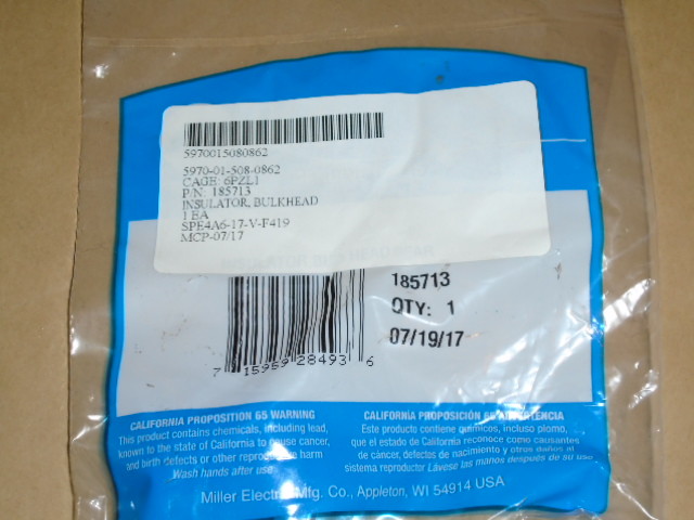 MILLER INSULATOR BULKHEAD 185713