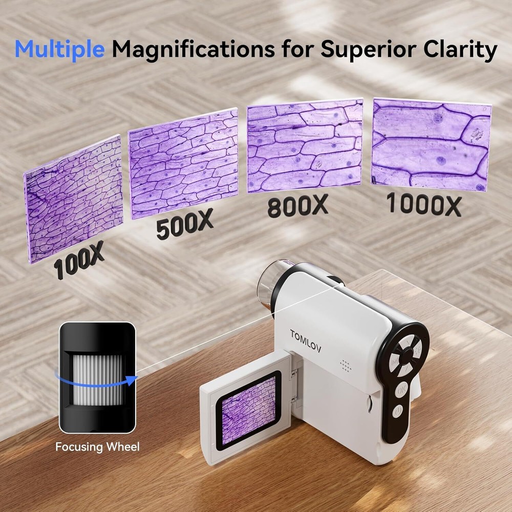 TOMLOV Digital Microscope 100X-1000X Magnification HD USB Coin Microscope Camera