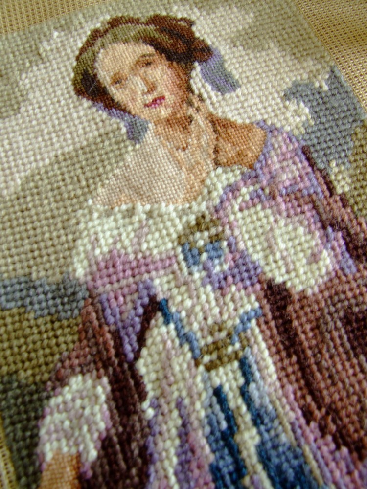 Completed Needlepoint Canvas Tapestry An Elegant Beautiful Lady