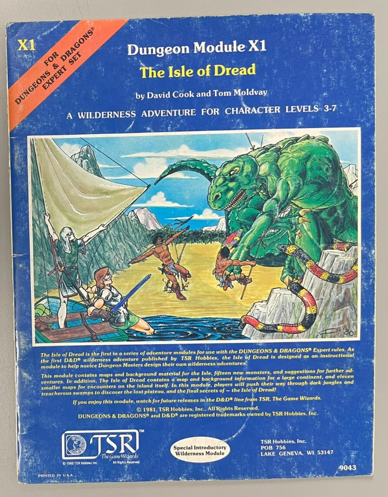 Advanced Dungeons & Dragons Dungeon Module X1 The Isle Of Dread