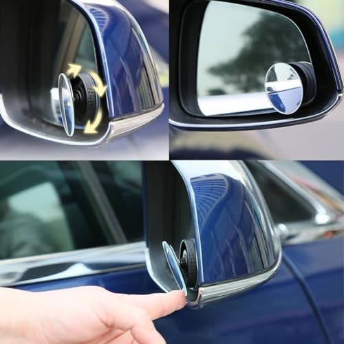 Suction Cup Blind Spot Mirror, HD Glass Frameless Removable Convex Rectangular