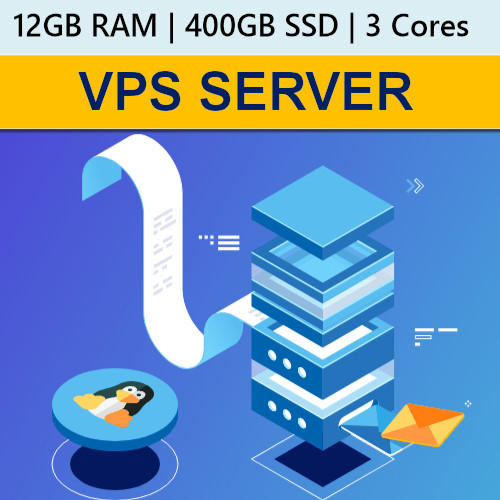VPS Server / RDP Server / VPS Hosting 12GB RAM 400GB SSD - 1 year
