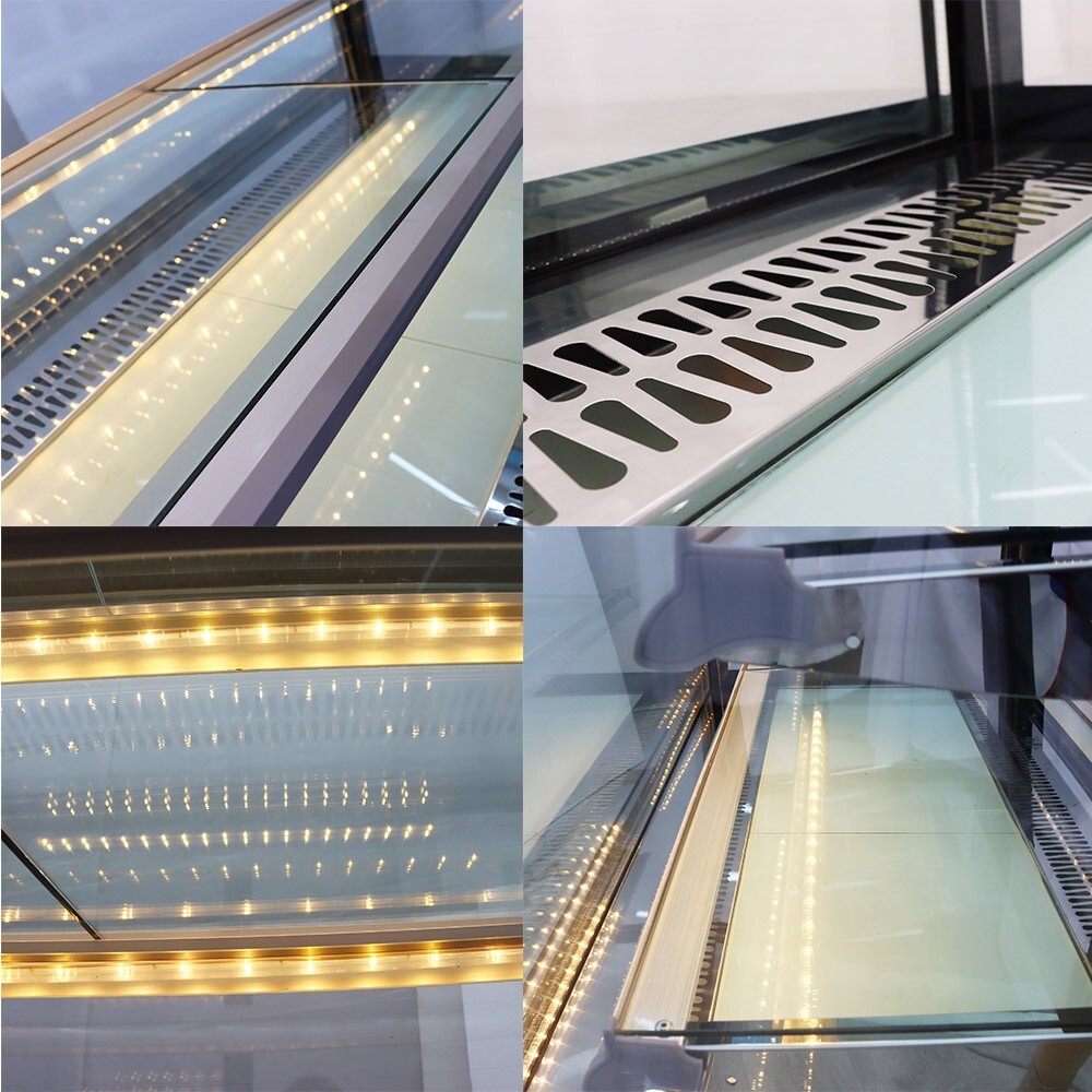 Right Angle Refrigerated Display Case Floor Type Bakery Showcase Adjust Rack220V
