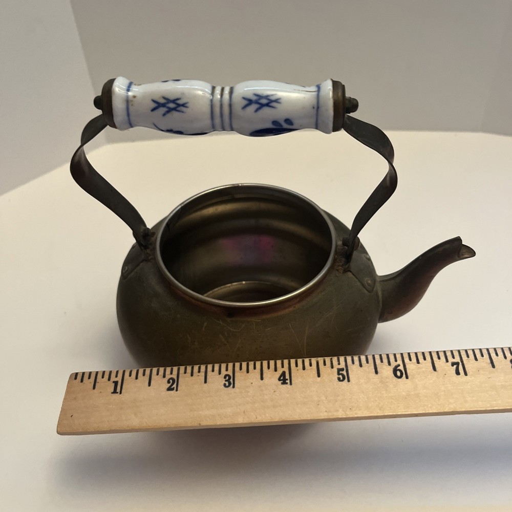 Vintage Copper Teapot Ceramic Handle Missing Lid. Needs Polish