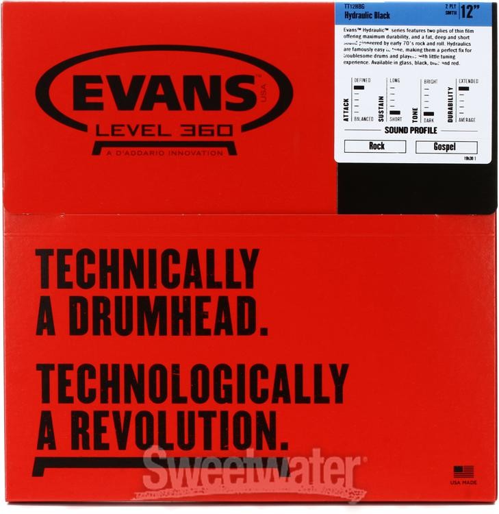 Evans Hydraulic Series Drumhead - 12" - Black