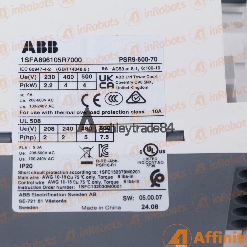 1PC NEW ABB PSR9-600-70 1SFA896105R7000 Soft Starter