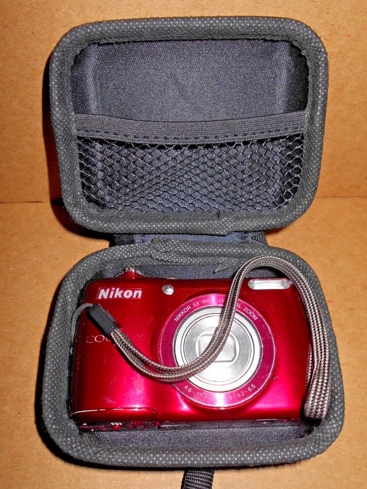 Black Hard-sided 4x3" rectangular Zippered Camera Case Electronics Cards Black