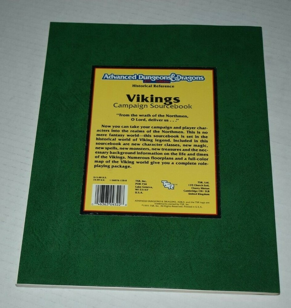 Dungeons & Dragons VIKINGS Campaign Sourcebook w/map 1991 TSR #9322 AD&D