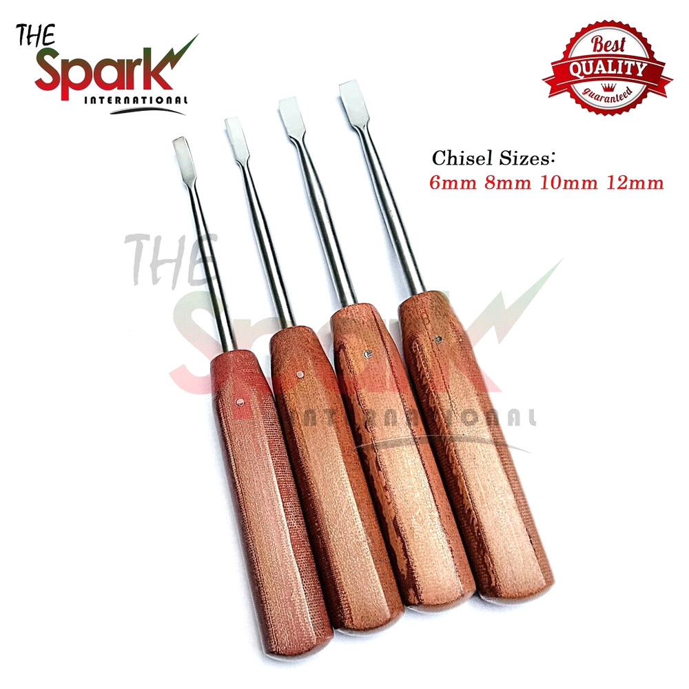 Bone Chisel Fiber Handle Surgical Orthopedic Set 4pcs