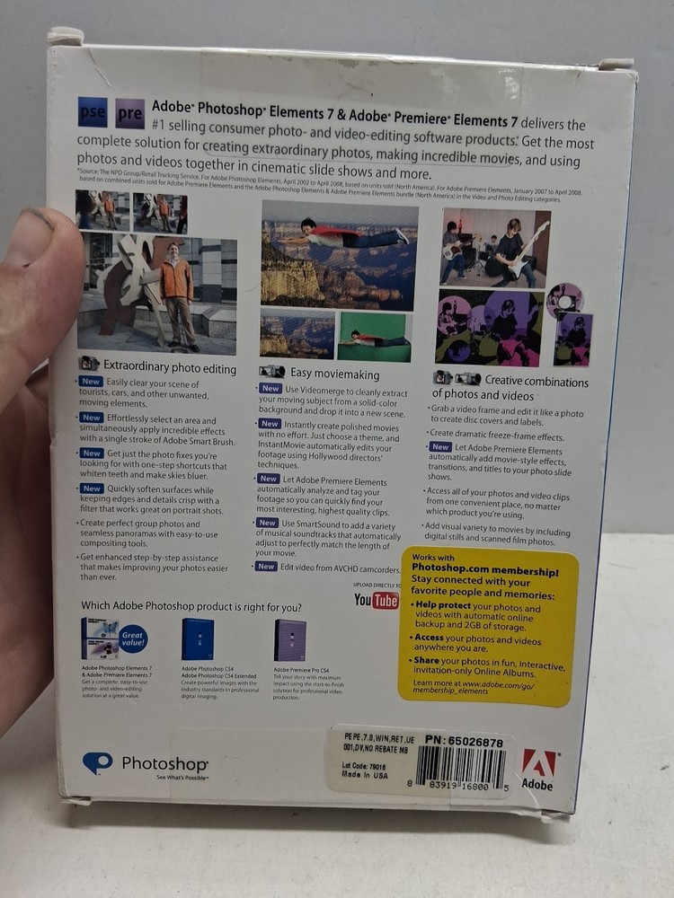 Adobe Photoshop Elements 7 & Premiere Elements 7 + Key 2 Discs