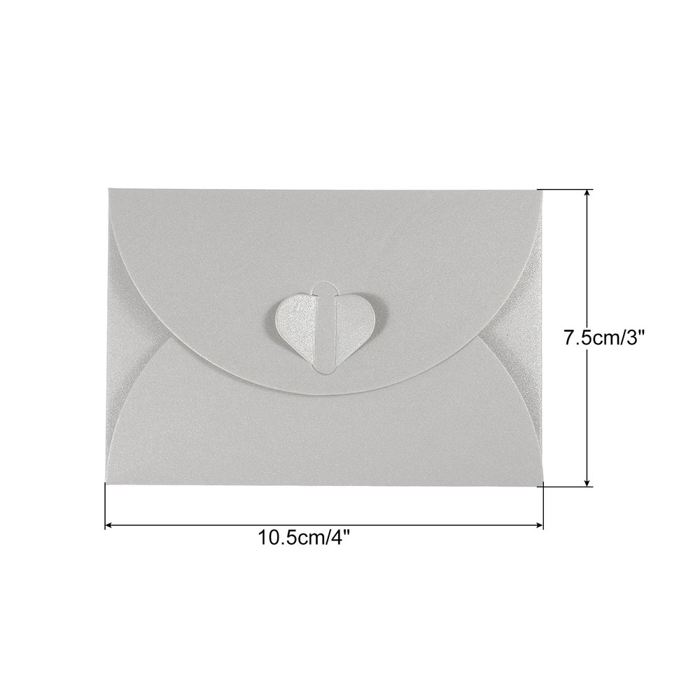 12pcs Gift Card Envelopes, Heart Shaped Clasp Mini Envelope Silver