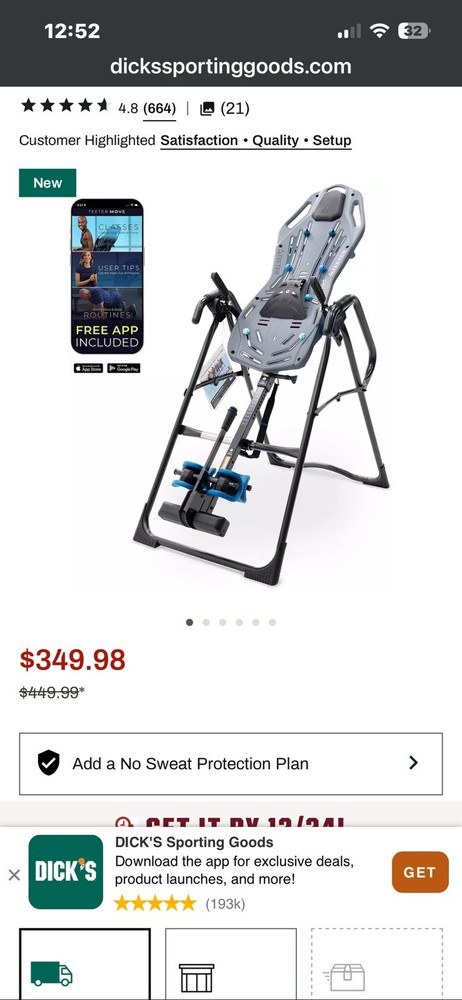 Teeter Hang UPS EP-560 Inversion Table With Back Pain Relief Kit