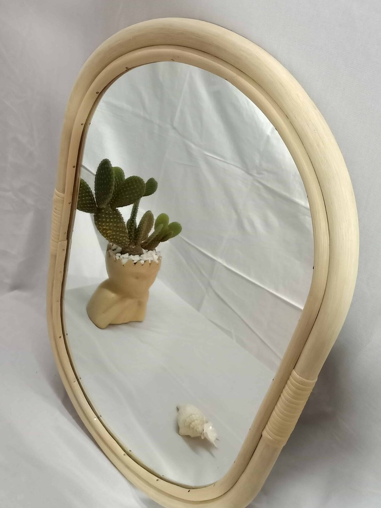 Handmade Rattan Mirror, Rattan Rectangle Mirror, Cane Mirror, Boho Mirror Mirror