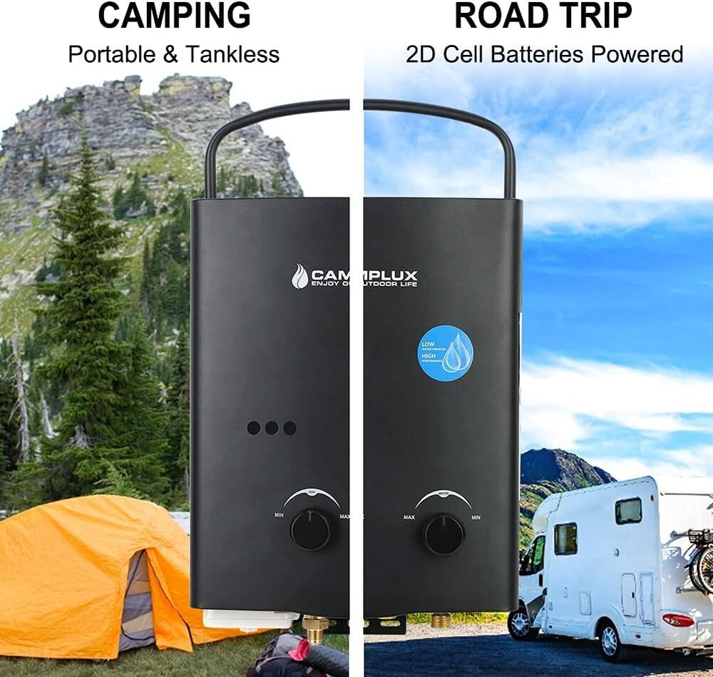 CAMPLUX 1.32GPM Portable Gas Water Heater w/Pump Kit Instant Hot Shower Outdoor