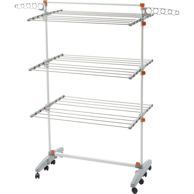 Portable Folding Drying Rack W/ Adjustable Shelves & Wheels Laundry Storage New