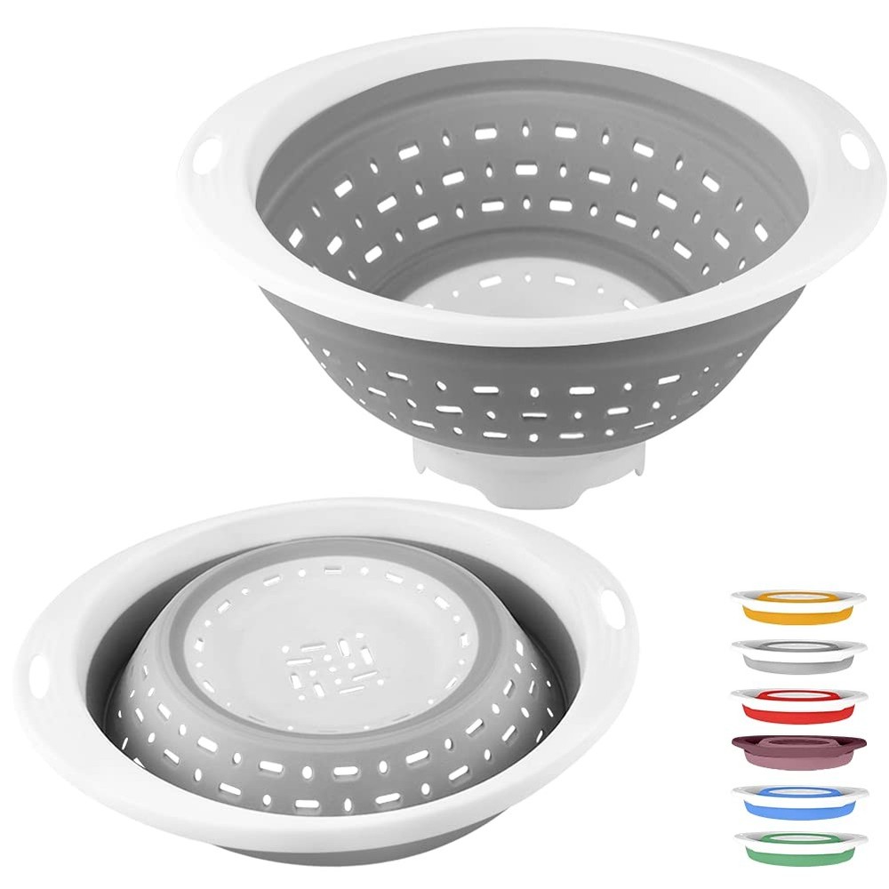 QiMH Collapsible Colander and Strainer, 5 Quart(1.25 5 quart, Light Grey