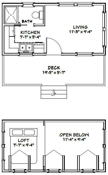 20x10 Tiny House -- 281 sq ft -- PDF Floor Plan -- Model 2