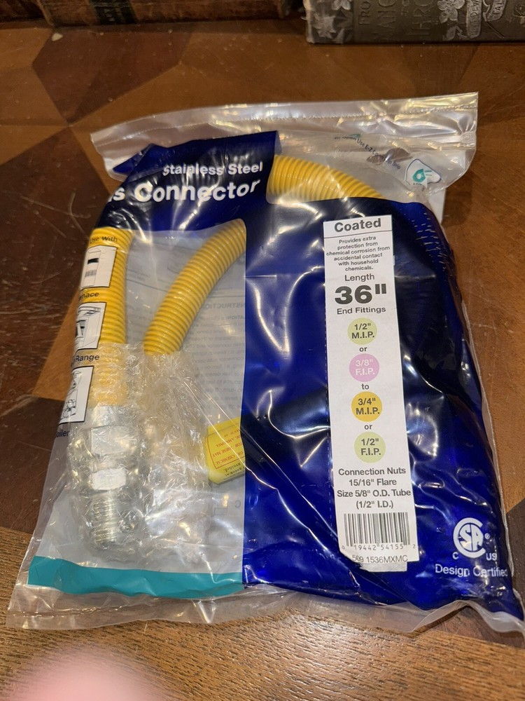 LDR 36” Flexible Gas Line Connector with 1/2 MIP 3/8 FIP to 3/4 MIP 1/2 FIP New