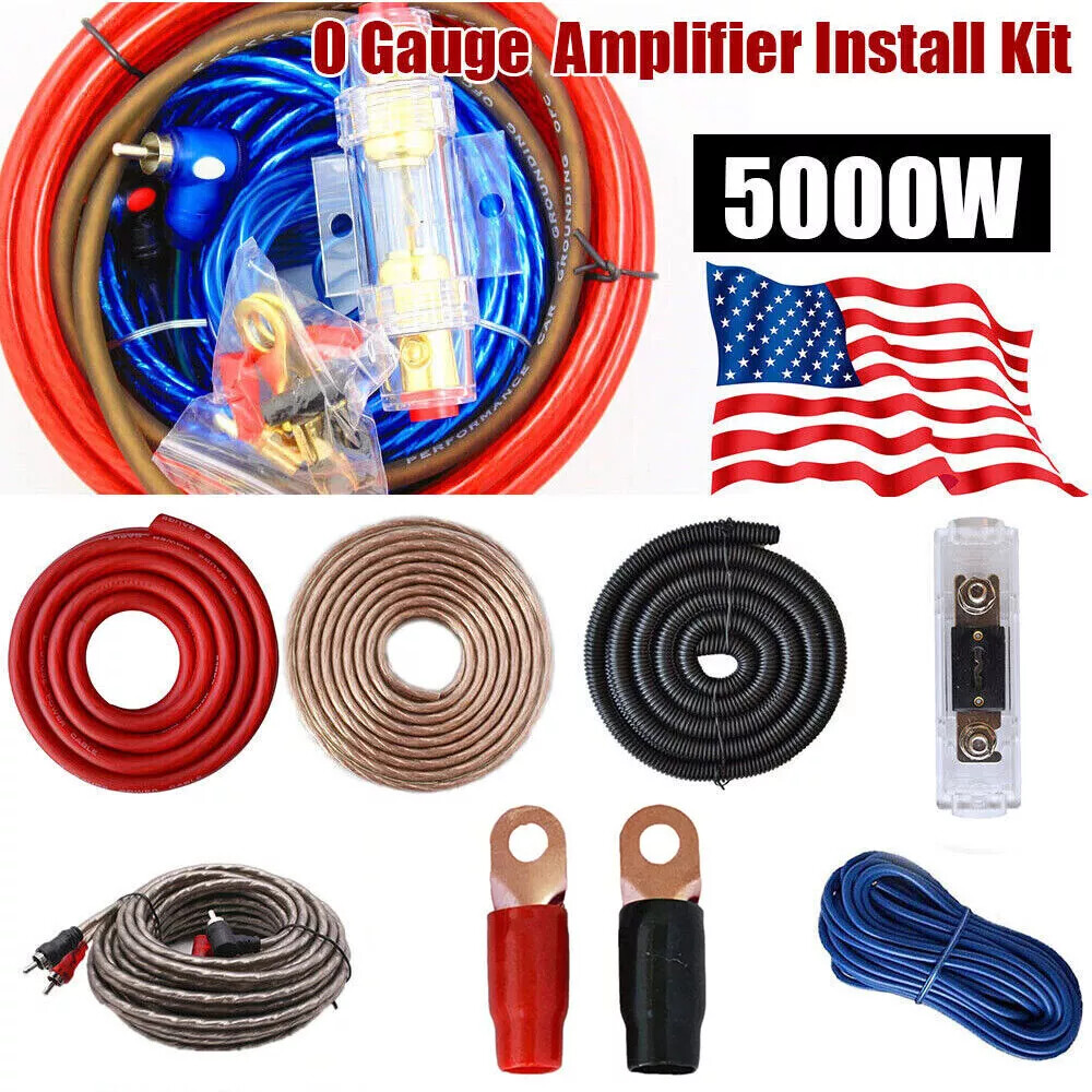 5000W 0 GA Amp Kit Amplifier Install Sub Wiring Complete Installation Cables