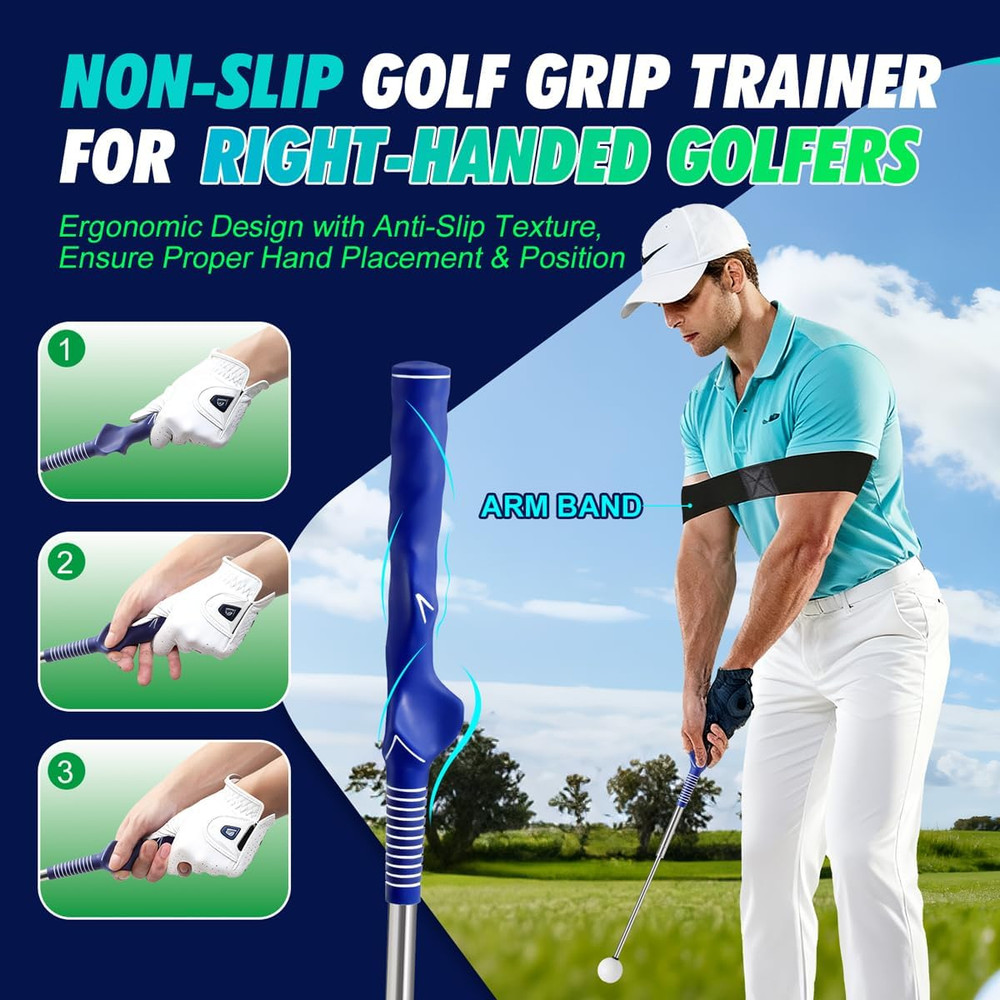 Retractable Golf Swing Training Aid Right-Handed Trainer Click Feedback Tempo