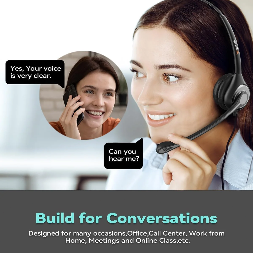 Wantek USB Headset with Microphone for PC Computer Headset, Single Ear Headset