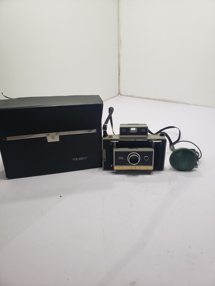 Vintage Polaroid Automatic Model 335 Land Camera With Storage Case & Flash