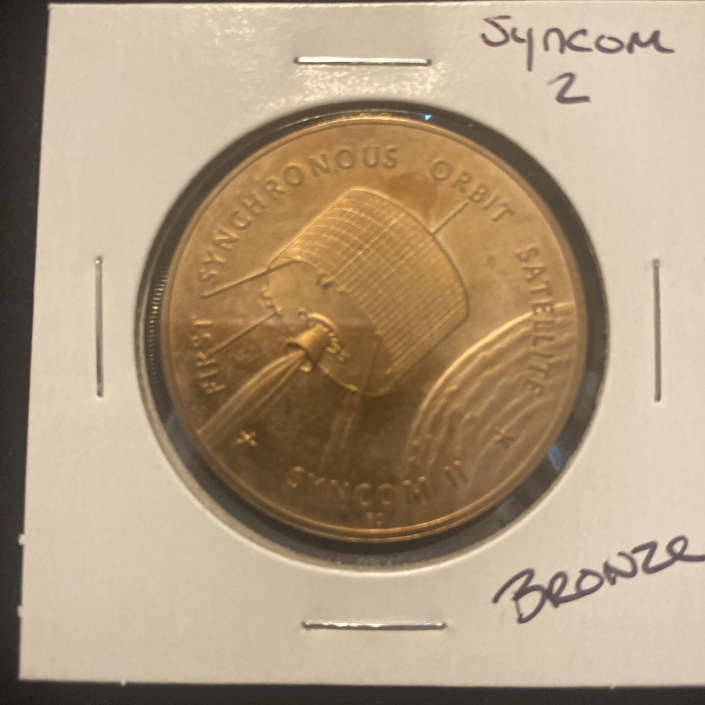 Vintage Syncom 2 Bronze Token Space Synchronous Orbit Satellite Token