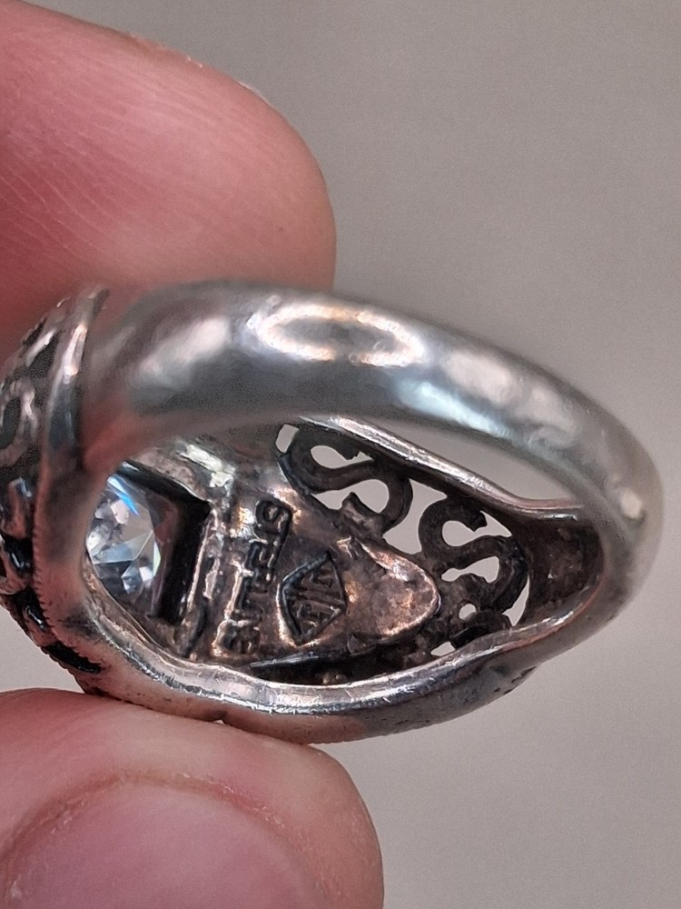Judith Jack Sterling Silver Marcasite Crystal Ring Size 5.5
