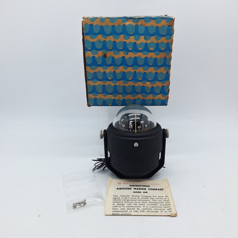 AIRGUIDE MODEL 88‑B MARINE BOAT COMPASS ORIGINAL BOX & INSTRUCTIONS