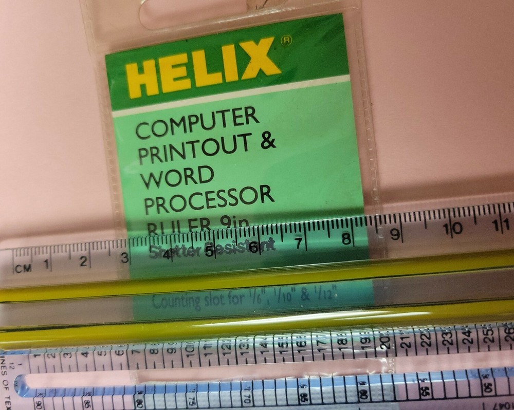6each HELIX 9" Computer Printout Ruler w Highlighter & Magnification New!