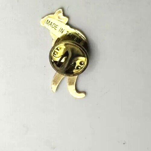 Geometric Patterned Kangaroo Pin Gold Tone vintage retro