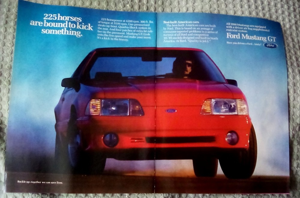 1990 Ford Mustang GT 2pg Print Ad