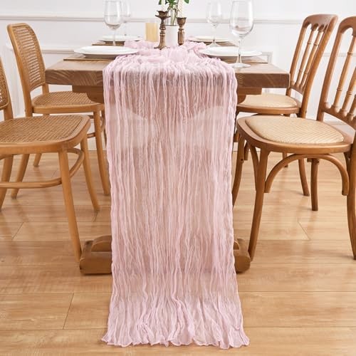 Table Runners 2Packs Cheesecloth Table Runner 10FT Boho 10FT -2 PACKS Pink