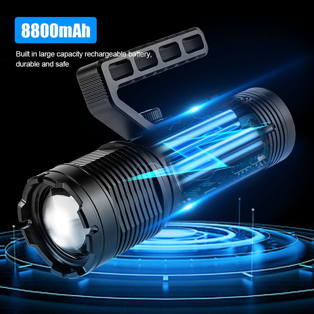 Super Bright White Laser LED Flashlight Camping Light USB Charging Zoom Torch