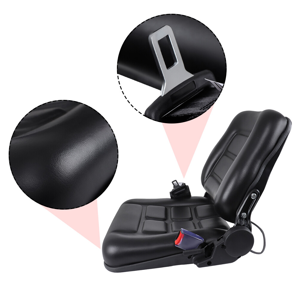 Universal Forklift Seat Fold Down Tractor Seat Adjustable Back & Seatbelt
